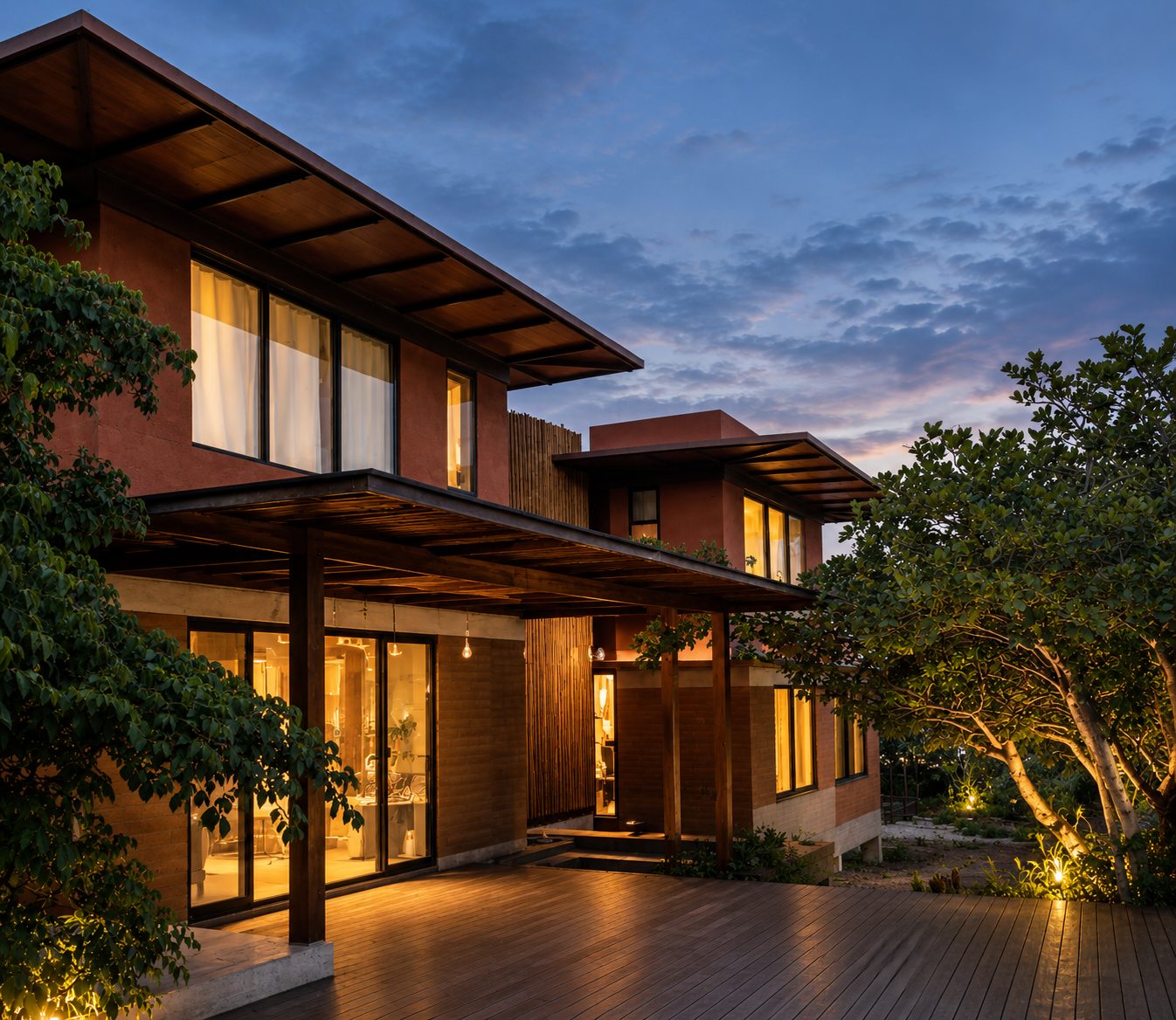 Casa Lupa ao anoitecer